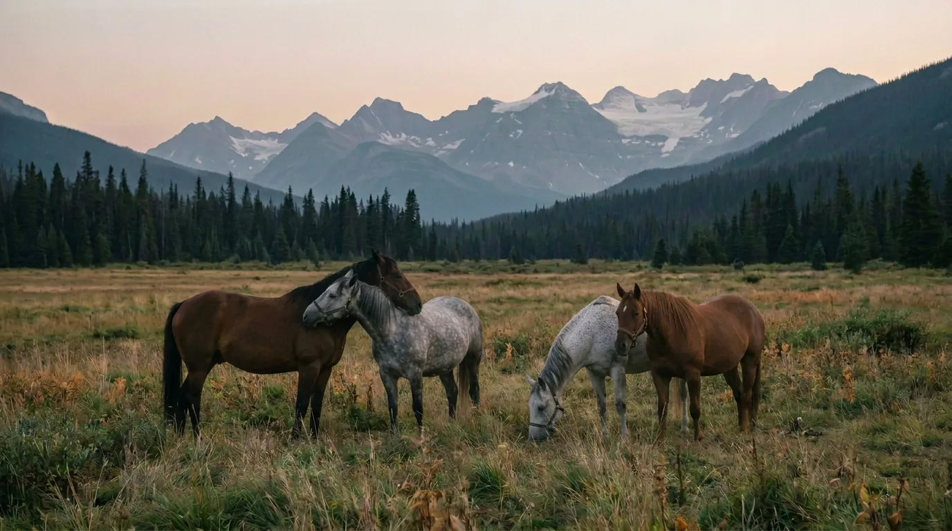 Chevaux en liberté, Écurie de Germagny, Haute-Savoie